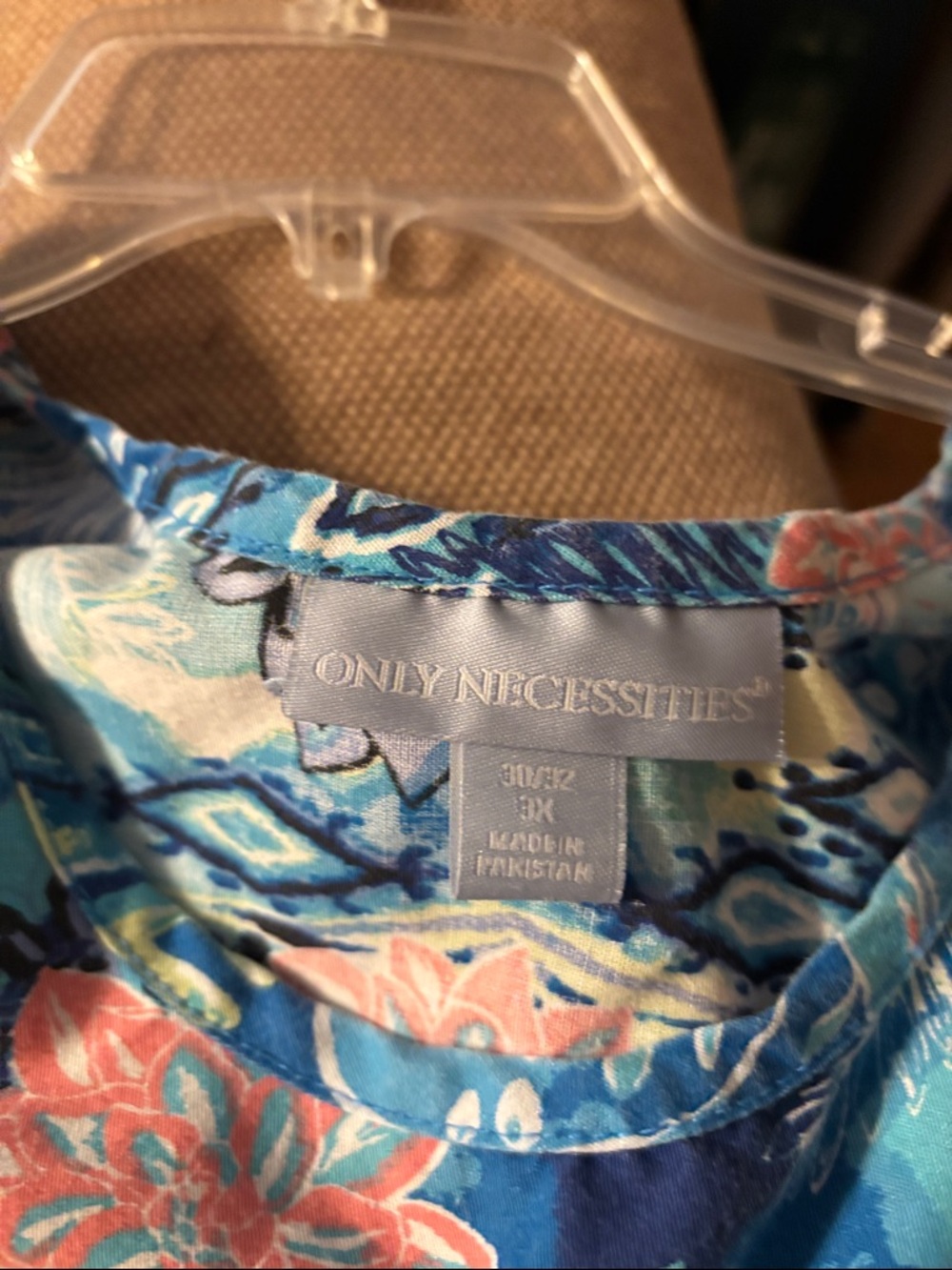 Only Necessities Aqua and Navy Floral Cotton Sundress with pockets. Plus Size - Picture 3 of 4